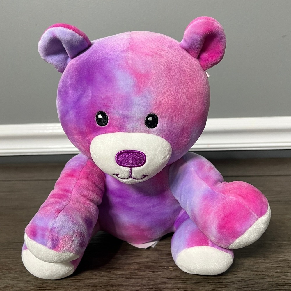 WelloBeez Plush Teddy Bear Purple Pink Tie Dye Stuffed Animal Toy Kids